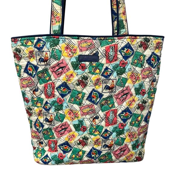 Vera Bradley Handbags - Retired Vera Bradley Cuban Stamps Print Quilted Multicolor Tote Bag